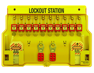 Padllock Wall Station - 15-1/2 x 22 x 1-3/4''-With (10) Xenoy Padlocks - Best Tool & Supply