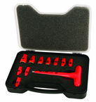 Insulated 1/4" Inch T-Handle Socket Set Includes Socket Sizes: 3/16; 7/32; 1/4; 9/32; 5/16; 11/32; 3/8; 7/16; 1/2; 9/16 and T Handle In Storage Box. 11 Pieces - Best Tool & Supply