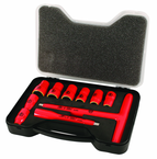Insulated 3/8" Inch T-Handle Socket Set Includes: 5/16 - 3/4" Sockets and 5" Extension Bar and T Handle in Storage Box. 11 Pieces - Best Tool & Supply
