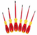 Insulated Slim Integrated Insulation 6 Piece Screwdriver Set Slotted 4.5; 6.5; Phillips #1 & 2; Square #1 & 2. - Best Tool & Supply