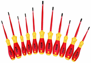 Insulated Slim Integrated Insulation 11 Piece Screwdriver Set Slotted 3.5; 4; 4.5; 5.5; 6.5; Phillips #1 & 2; Xeno #1 & 2; Square #1 & 2 - Best Tool & Supply