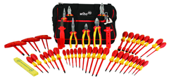 48 Piece - Insulated Tool Set with Pliers; Cutters; Nut Drivers; Screwdrivers; T Handles; Knife & Ruler in Tool Box - Best Tool & Supply