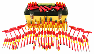 80 Piece - Insulated Tool Set with Pliers; Cutters; Nut Drivers; Screwdrivers; T Handles; Knife; Sockets & 3/8" Drive Ratchet w/Extension; Adjustable Wrench; Ruler - Best Tool & Supply