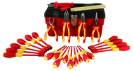 25 Piece - Insulated Tool Set with Pliers; Cutters; Ruler; Knife; Slotted; Phillips; Square & Terminal Block Screwdrivers; Nut Drivers in Tool Box - Best Tool & Supply