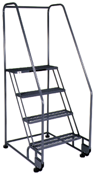 Model 2TR26E4; 2 Steps; 28 x 34'' Base Size - Tilt-N-Roll Ladder - Best Tool & Supply