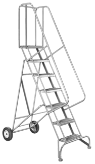 Model 6500; 5 Steps; 30 x 46'' Base Size - Roll-N-Fold Ladder - Best Tool & Supply