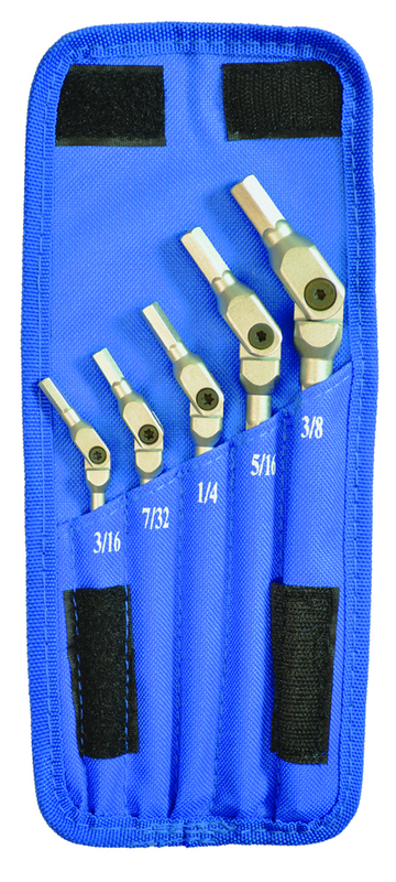 5 Piece - 3/16 - 3/8" - Chrome HexPro Pivot Head Hex Wrench Set - Best Tool & Supply