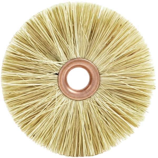 Brush Research Mfg. - 2-1/2" OD, 1/2" Arbor Hole, Crimped Tampico Wheel Brush - 3/8" Face Width, 13/16" Trim Length, 20,000 RPM - Best Tool & Supply