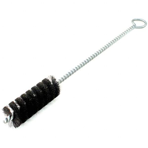 Brush Research Mfg. - 5/16" Diam Helical Natural Bristle Tube Brush - Single Spiral, 0.006" Filament Diam, 2" Brush Length, 8" OAL, Galvanized Steel Shank - Best Tool & Supply