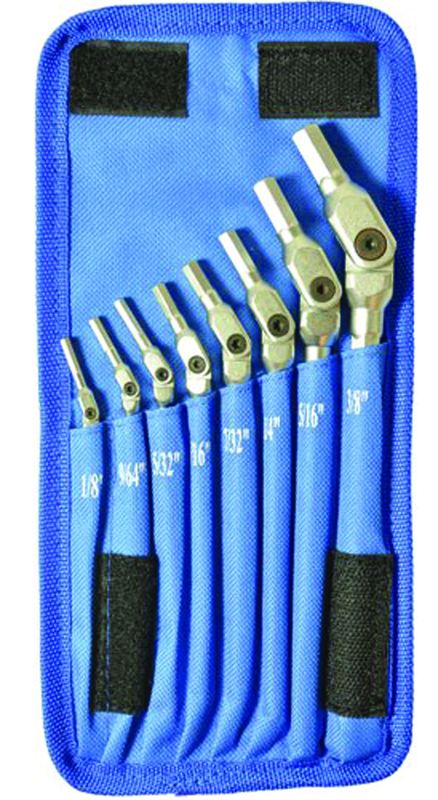 8 Piece -1/8 - 3/8" Chrome HexPro Pivot Head Hex Wrench Set - Best Tool & Supply