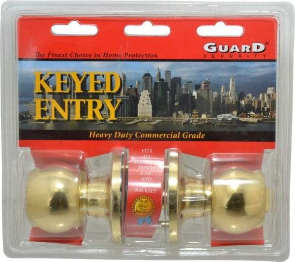 Value Collection - 1-3/4" Door Thickness, Bright Brass Entry Knob Lockset - 2-3/8" Back Set, KW1 Cylinder - Best Tool & Supply