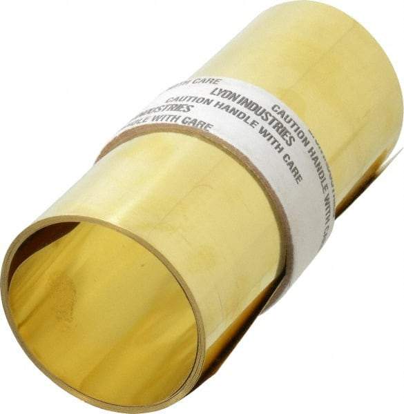 Made in USA - 100 Inch Long x 6 Inch Wide x 0.007 Inch Thick, Roll Shim Stock - Brass - Best Tool & Supply