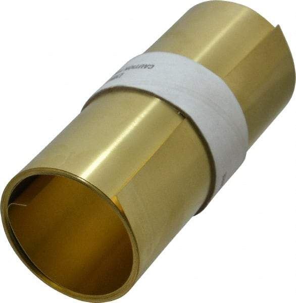 Made in USA - 100 Inch Long x 6 Inch Wide x 0.01 Inch Thick, Roll Shim Stock - Brass - Best Tool & Supply