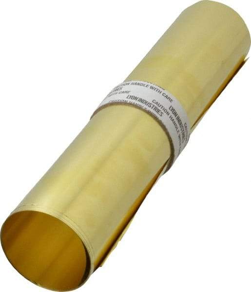 Made in USA - 10 Ft. Long x 12 Inch Wide x 0.002 Inch Thick, Roll Shim Stock - Brass - Best Tool & Supply