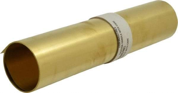 Made in USA - 10 Ft. Long x 12 Inch Wide x 0.005 Inch Thick, Roll Shim Stock - Brass - Best Tool & Supply