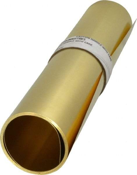 Made in USA - 10 Ft. Long x 12 Inch Wide x 0.008 Inch Thick, Roll Shim Stock - Brass - Best Tool & Supply