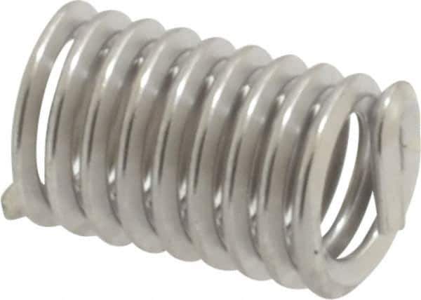 Heli-Coil - #10-24 UNC, 0.475" OAL, Free Running Helical Insert - 9-1/4 Free Coils, Tanged, 304 Stainless Steel, Bright Finish, 2-1/2D Insert Length - Best Tool & Supply