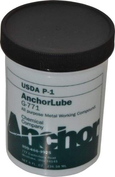 Made in USA - Anchorlube G-771, 1/2 Pt Jar Cutting Fluid - Water Soluble, For Broaching, Counterboring, Drawing, Drilling, Engraving, Fly-Cutting, Hole Extruding, Milling, Piercing, Punching, Sawing, Seat Forming, Spot Facing, Tapping - Best Tool & Supply