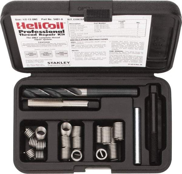 Heli-Coil - 18 Inserts, 1/2-13 UNC, Thread Repair Kit - 0.75" Insert Length - Exact Industrial Supply