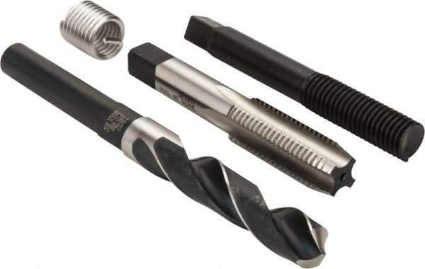 Heli-Coil - 6 Inserts, 9/16-12 UNC, Thread Repair Kit - 0.844" Insert Length - Exact Industrial Supply