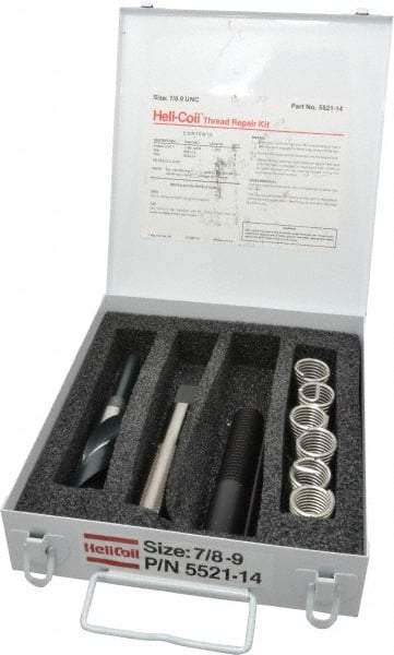 Heli-Coil - 6 Inserts, 7/8-9 UNC, Thread Repair Kit - 1.312" Insert Length - Exact Industrial Supply