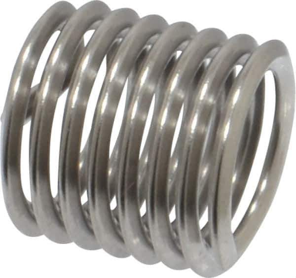 Heli-Coil - M8x1.25 Metric Coarse, 12mm OAL, Free Running Helical Insert - 7-3/8 Free Coils, Tanged, Stainless Steel, Bright Finish, 1-1/2D Insert Length - Best Tool & Supply