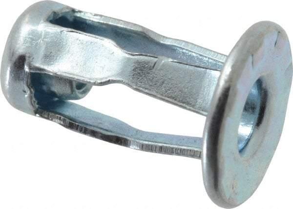 RivetKing - #6-32 UNC Thread, Clear Zinc Plated, Steel, Screwdriver Installed Rivet Nut - 1/64 to 0.06" Grip, 15/32" Flange Diam, 0.663" Long - Best Tool & Supply