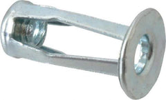 RivetKing - #10-24 UNC Thread, Clear Zinc Plated, Steel, Screwdriver Installed Rivet Nut - 0.12 to 0.16" Grip, 17/32" Flange Diam, 7/8" Long - Best Tool & Supply