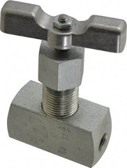 Made in USA - 1/8" Pipe, Inline Hard Seat Needle Valve - FNPT x FNPT Ends, Alloy Valve, 10,000 Max psi - Best Tool & Supply