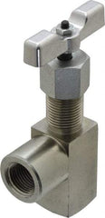 Made in USA - 1/2" Pipe, Angled Hard Seat Needle Valve - FNPT x FNPT Ends, Alloy Valve, 10,000 Max psi - Best Tool & Supply