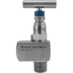 Value Collection - 1/2" Pipe, Angled Hard Seat Needle Valve - FNPT x FNPT Ends, Grade 316 Stainless Steel Valve, 10,000 Max psi - Best Tool & Supply