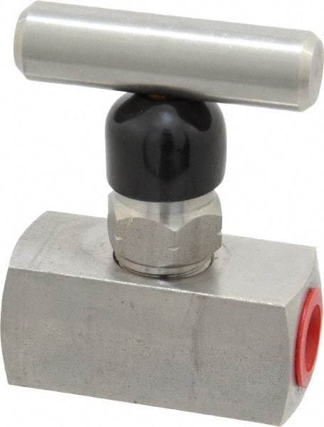 Made in USA - 1/4" Pipe, Inline Miniature Needle Valve - FNPT x FNPT Ends, Grade 316 Stainless Steel Valve, 6,000 Max psi - Best Tool & Supply