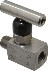 Made in USA - 1/4" Pipe, Inline Miniature Needle Valve - MNPT x FNPT Ends, Grade 316 Stainless Steel Valve, 6,000 Max psi - Best Tool & Supply