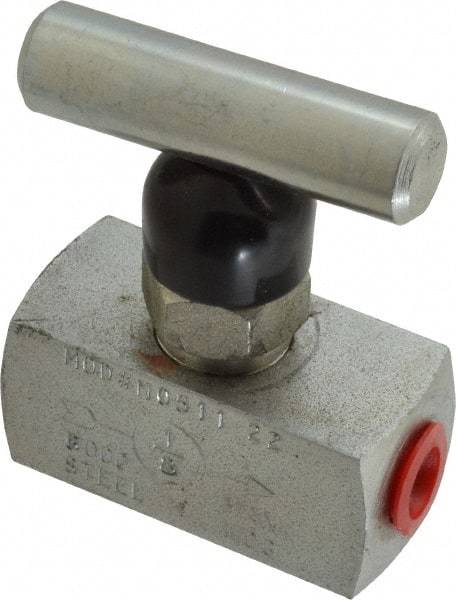 Made in USA - 1/8" Pipe, Inline Miniature Needle Valve - FNPT x FNPT Ends, Alloy Valve, 6,000 Max psi - Best Tool & Supply