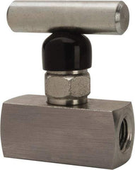 Made in USA - 1/4" Pipe, Inline Miniature Needle Valve - FNPT x FNPT Ends, Alloy Valve, 6,000 Max psi - Best Tool & Supply