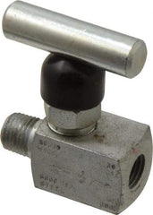 Made in USA - 1/4" Pipe, Inline Miniature Needle Valve - MNPT x FNPT Ends, Alloy Valve, 6,000 Max psi - Best Tool & Supply