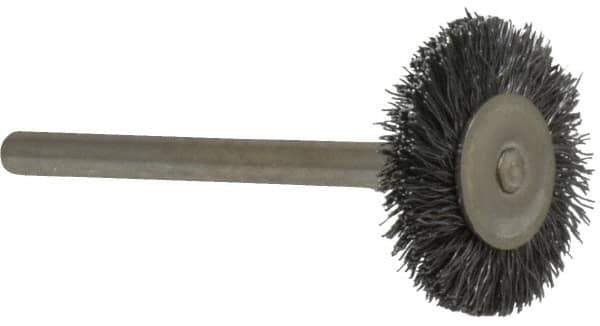 Osborn - 3/4" OD, 1/8" Shank Diam, Crimped Steel Wheel Brush - 0.005" Filament Diam, 25,000 RPM - Best Tool & Supply