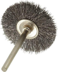 Osborn - 1-1/4" OD, 1/8" Shank Diam, Crimped Steel Wheel Brush - 0.005" Filament Diam, 25,000 RPM - Best Tool & Supply