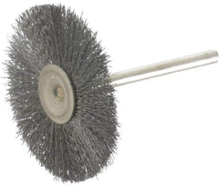 Osborn - 1-1/2" OD, 1/8" Shank Diam, Crimped Steel Wheel Brush - 0.005" Filament Diam, 25,000 RPM - Best Tool & Supply