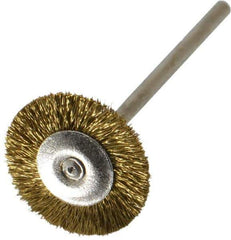 Osborn - 3/4" OD, 3/32" Shank Diam, Crimped Brass Wheel Brush - 0.005" Filament Diam, 25,000 RPM - Best Tool & Supply