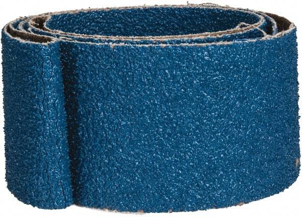 Made in USA - 2" Wide x 48" OAL, 36 Grit, Zirconia Alumina Abrasive Belt - Zirconia Alumina, Very Coarse, Coated, X Weighted Cloth Backing - Best Tool & Supply