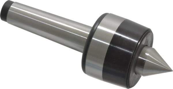 Bison - MT3 Taper Shank, 2.2" Head Diam 925 Lb Capacity Live Center - 4,000 Max RPM, 0.98" Point Diam, 1.12" Point Len, 925 Lb Max Workpc, 6.14" OAL, 1.12" Long Tip, Standard Point - Best Tool & Supply