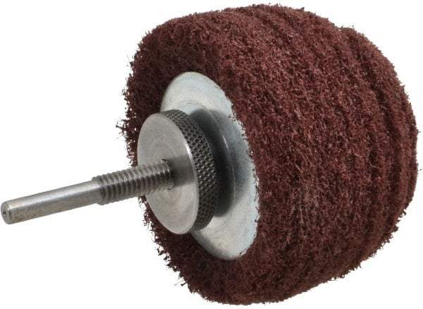 Superior Abrasives - 3" Diam x 2" Thick, Mounted Polishing Wheel - Medium Grade, 1/4" Shank Diam - Best Tool & Supply