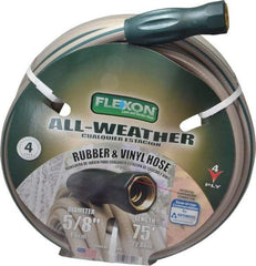 Made in USA - 75' Long All Weather Hose - 5/8" Diam, 3/4" GHT, Rubber/Vinyl, 300 psi, All Season, Green - Best Tool & Supply