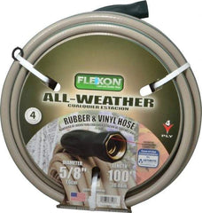 Made in USA - 100' Long All Weather Hose - 5/8" Diam, 3/4" GHT, Rubber/Vinyl, 300 psi, All Season, Green - Best Tool & Supply