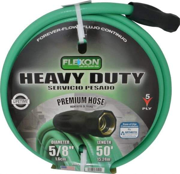 Made in USA - 50' Long Forever Hose - 5/8" Diam, 3/4" GHT, Rubber/Vinyl, 340 psi, All Season, Green - Best Tool & Supply