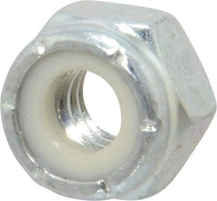 Value Collection - 1/4-20 UNC Grade 2 Hex Lock Nut with Nylon Insert - 7/16" Width Across Flats, 19/64" High, Zinc-Plated Finish - Best Tool & Supply