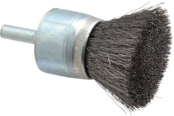 Osborn - 1" Brush Diam, Crimped, End Brush - 1/4" Diam Shank, 20,000 Max RPM - Best Tool & Supply