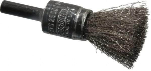 Osborn - 1/2" Brush Diam, Crimped, End Brush - 1/4" Diam Shank, 25,000 Max RPM - Best Tool & Supply