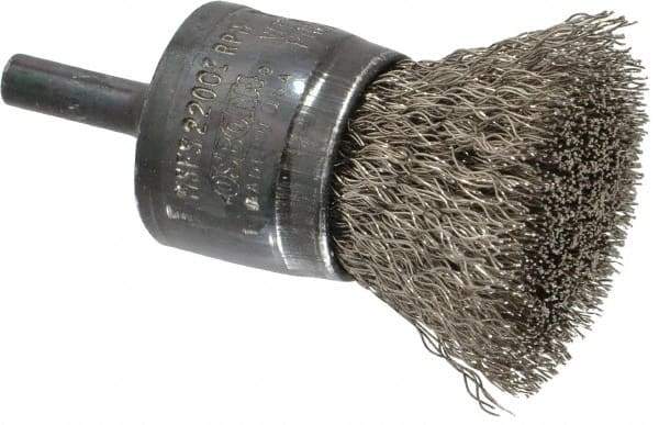 Osborn - 1" Brush Diam, Crimped, End Brush - 1/4" Diam Shank, 20,000 Max RPM - Best Tool & Supply